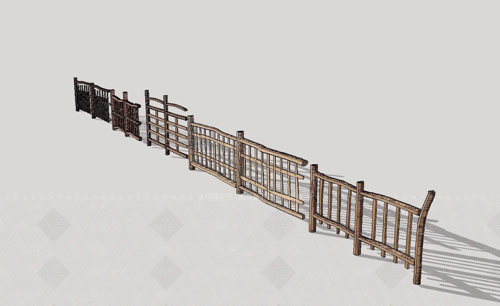 室内外铁艺栏杆SU模型下载【ID:434994190】