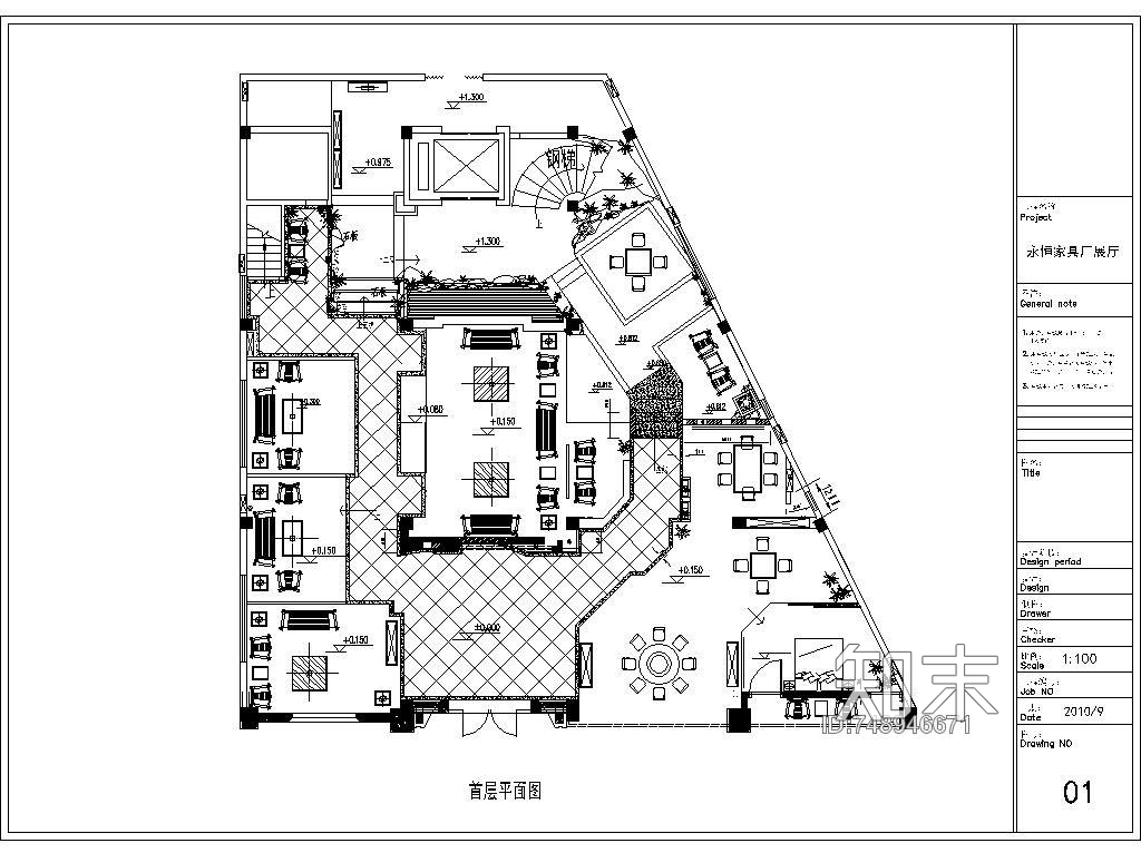 家具厂展厅室内外装修CAD施工图施工图下载【ID:748946671】