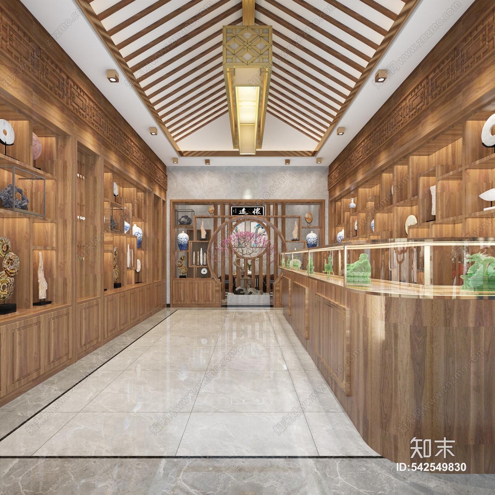 新中式玉器店3D模型下载【ID:542549830】