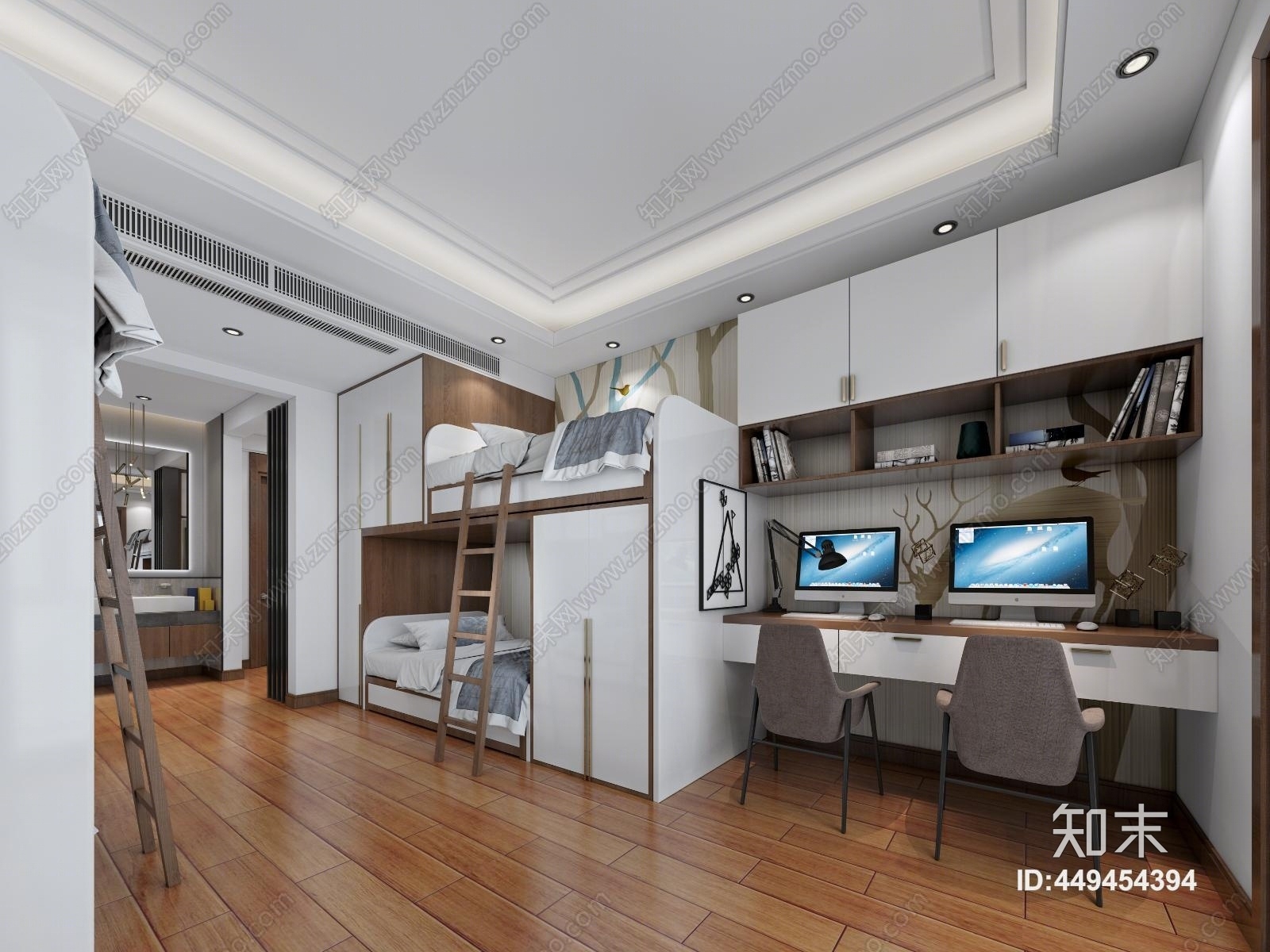 现代学生宿舍3D模型下载【ID:449454394】