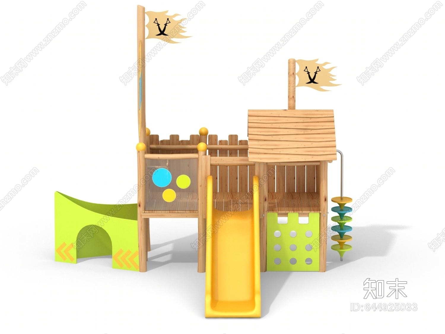 北欧小型海盗船滑梯3D模型下载【ID:644925033】
