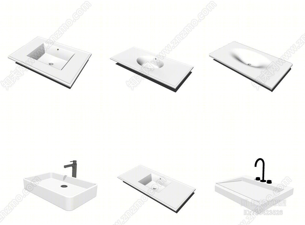 现代风格洗面盆SU模型下载【ID:750423526】