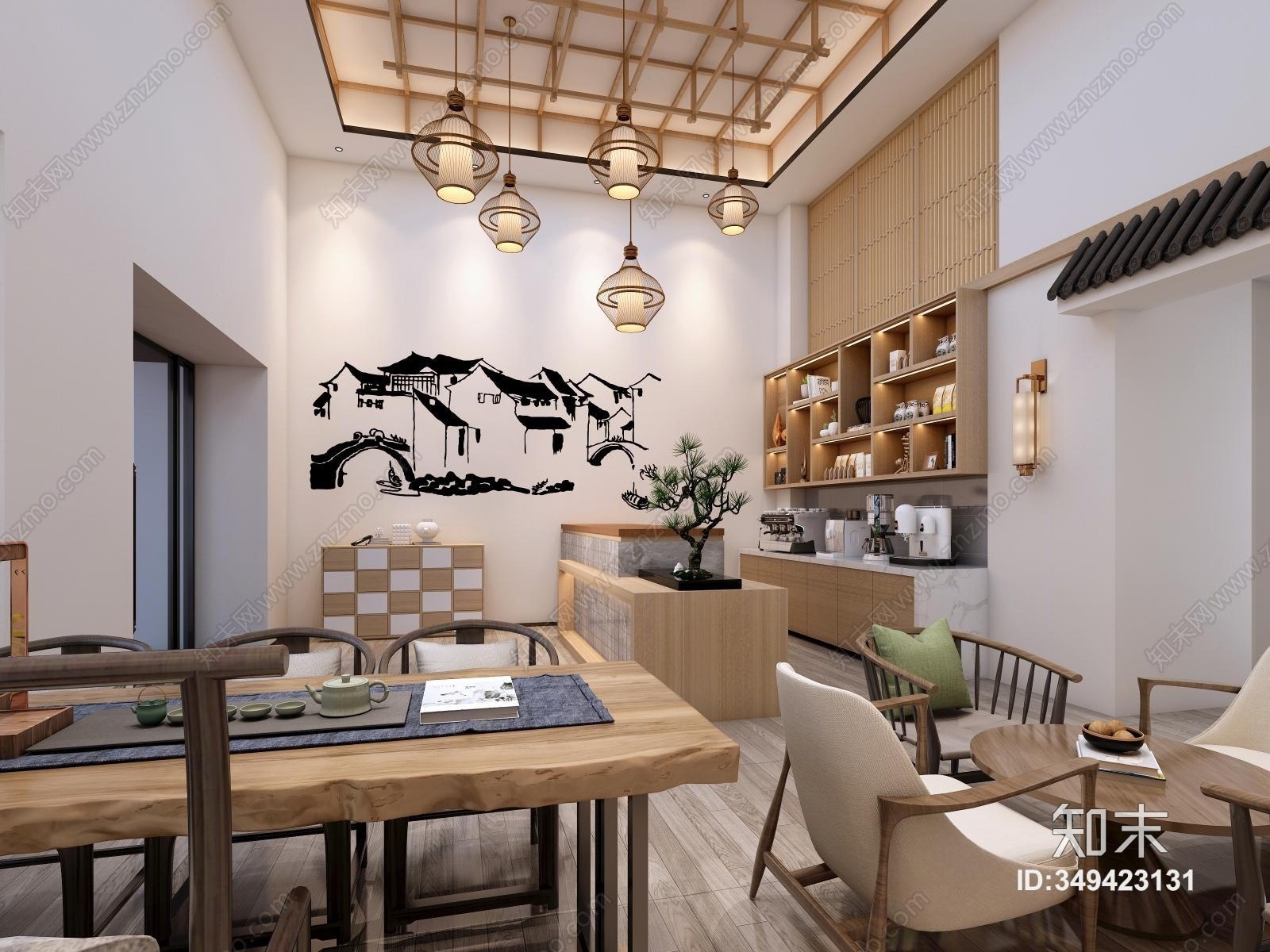 新中式餐饮店3D模型下载【ID:349423131】