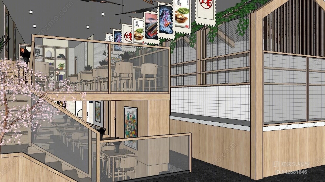 日式餐厅SU模型下载【ID:842881646】