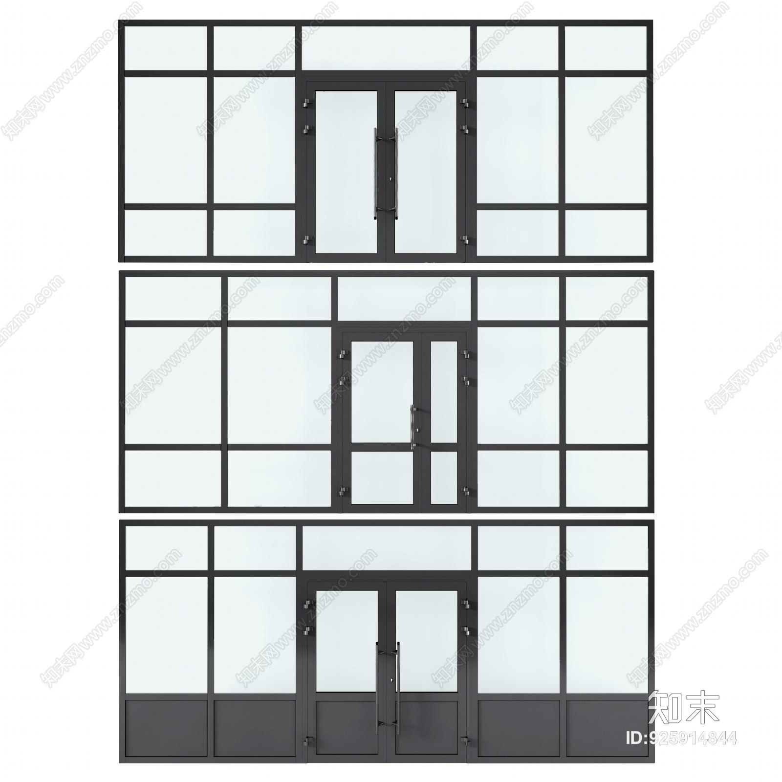 现代铝合金门窗3D模型下载【ID:925914844】