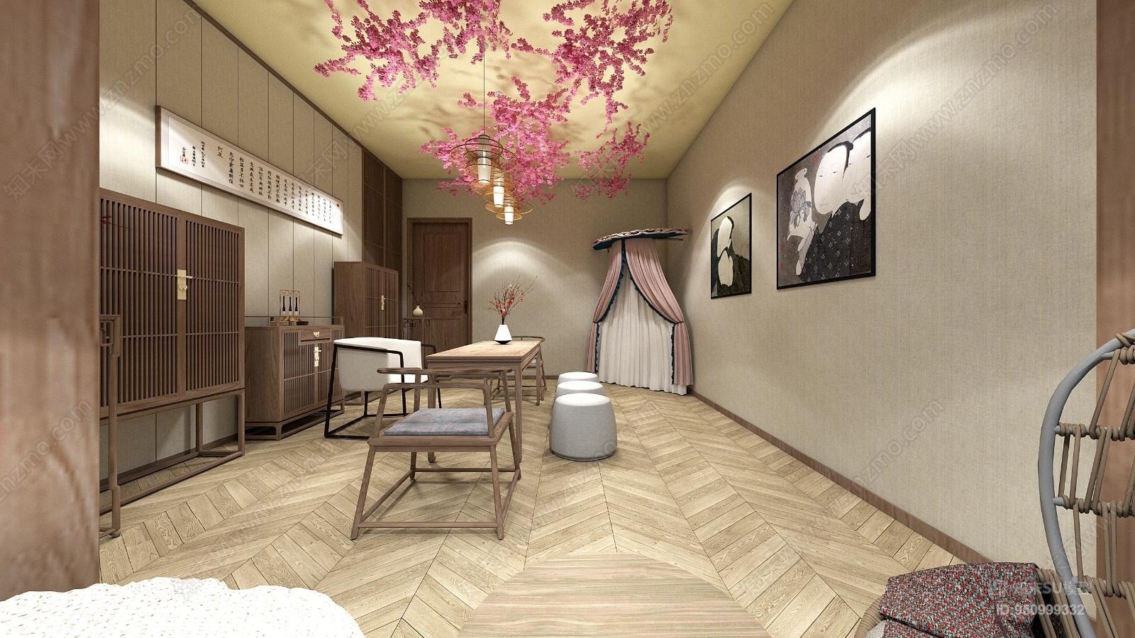 日式风格茶室SU模型下载【ID:950999332】