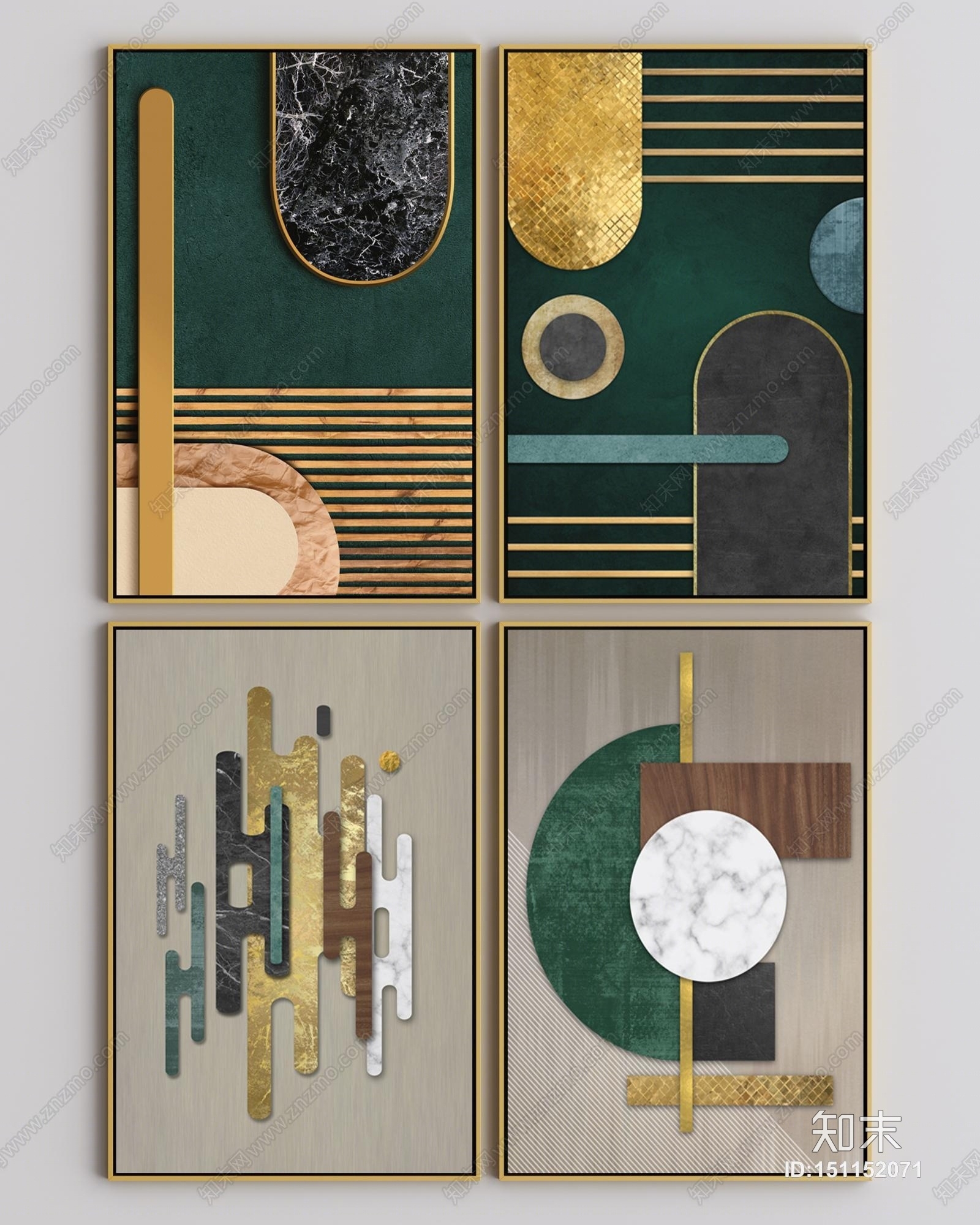 现代简约客厅装饰画3D模型下载【ID:151152071】