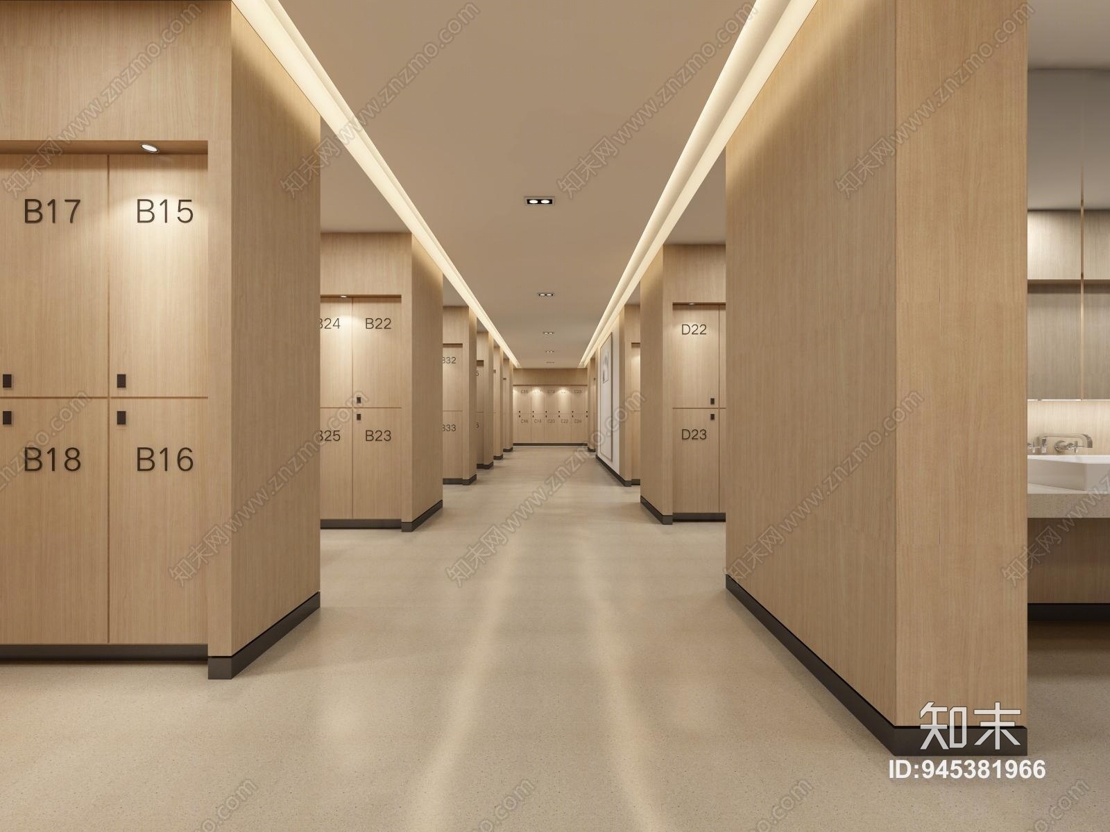 现代温泉会所更衣室3D模型下载【ID:945381966】