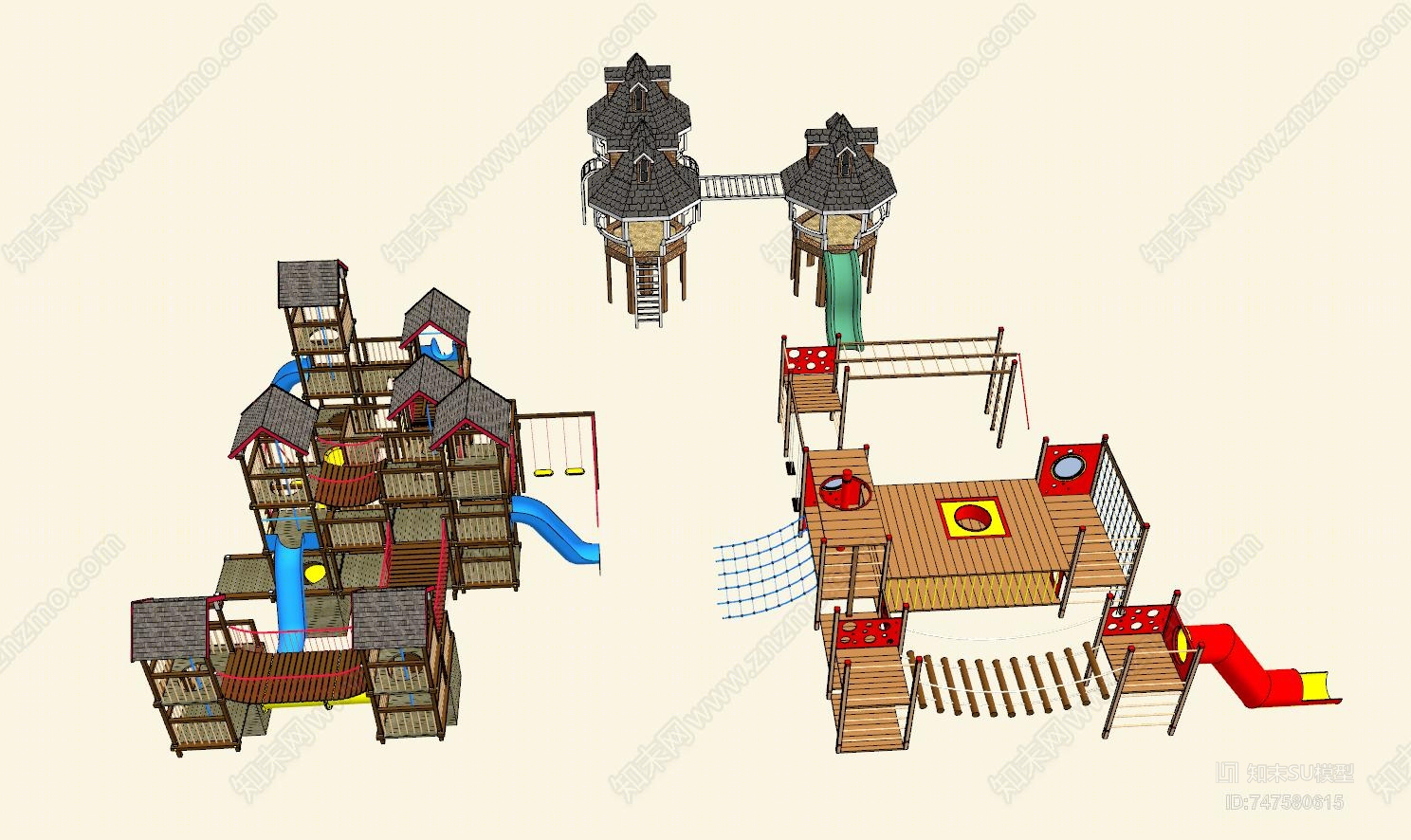 现代儿童游乐设施SU模型下载【ID:747580615】