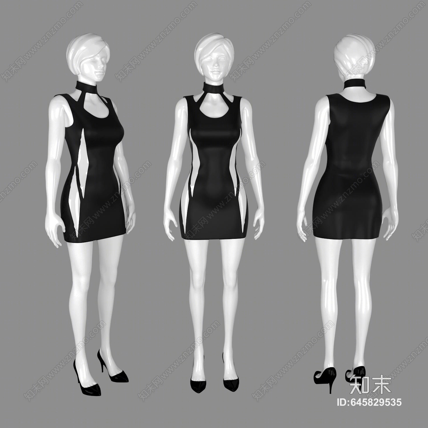 现代服装模特3D模型下载【ID:645829535】