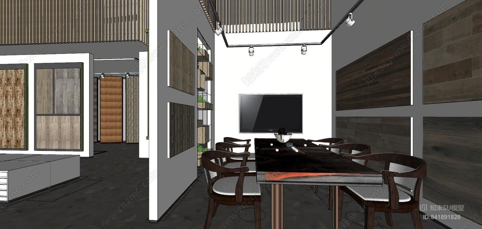 现代瓷砖地板展厅SU模型下载【ID:841891826】