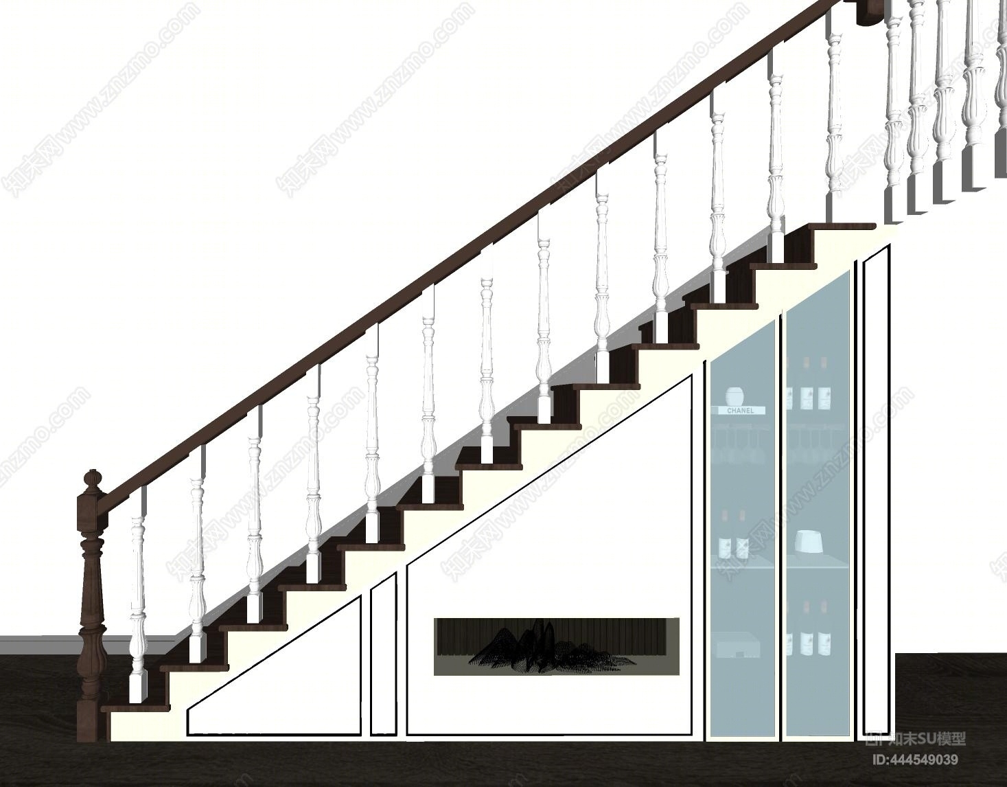 简欧楼梯酒柜SU模型下载【ID:444549039】