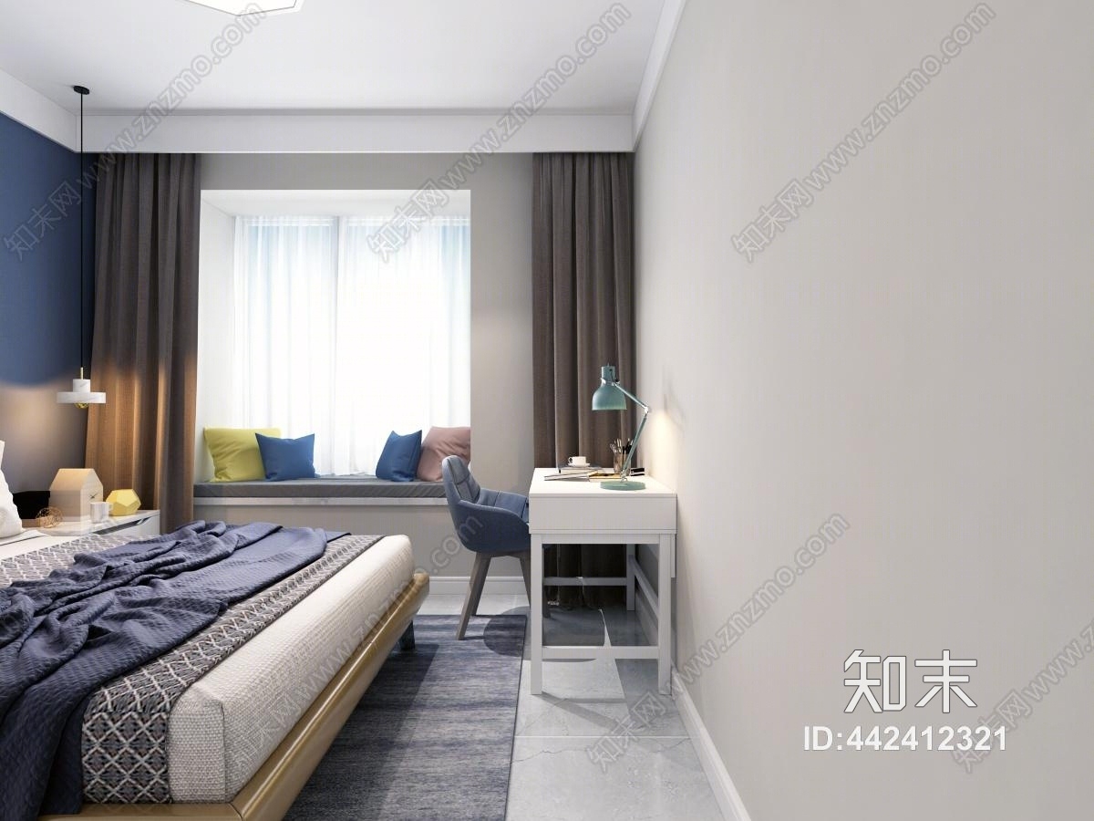 现代简约主卧室3D模型下载【ID:442412321】