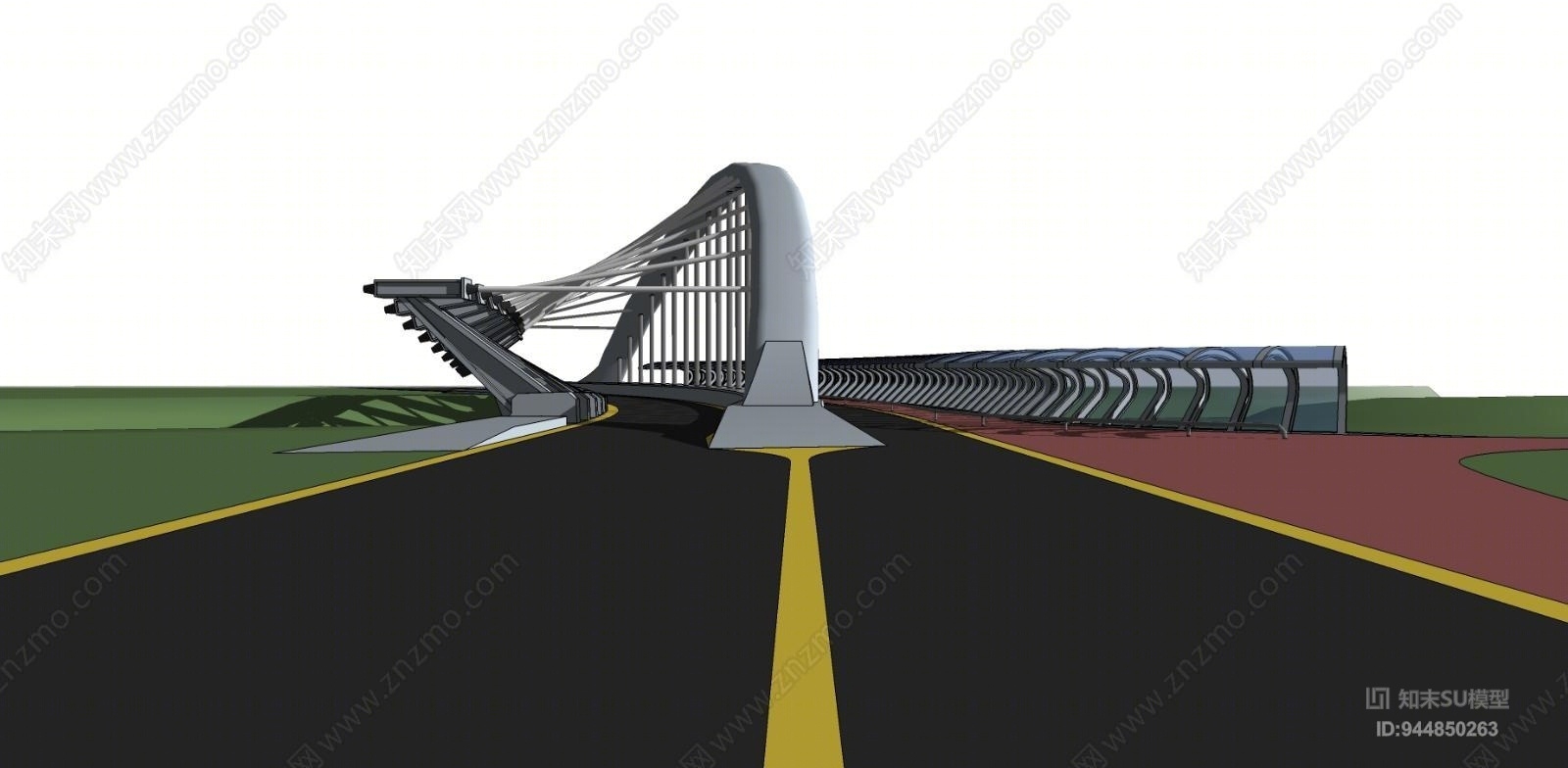 现代风格户外建筑大桥SU模型下载【ID:944850263】