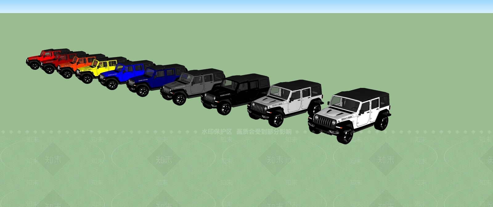 吉普车组JEEP吉普车牧马人汽车越野车SU模型下载【ID:435303998】