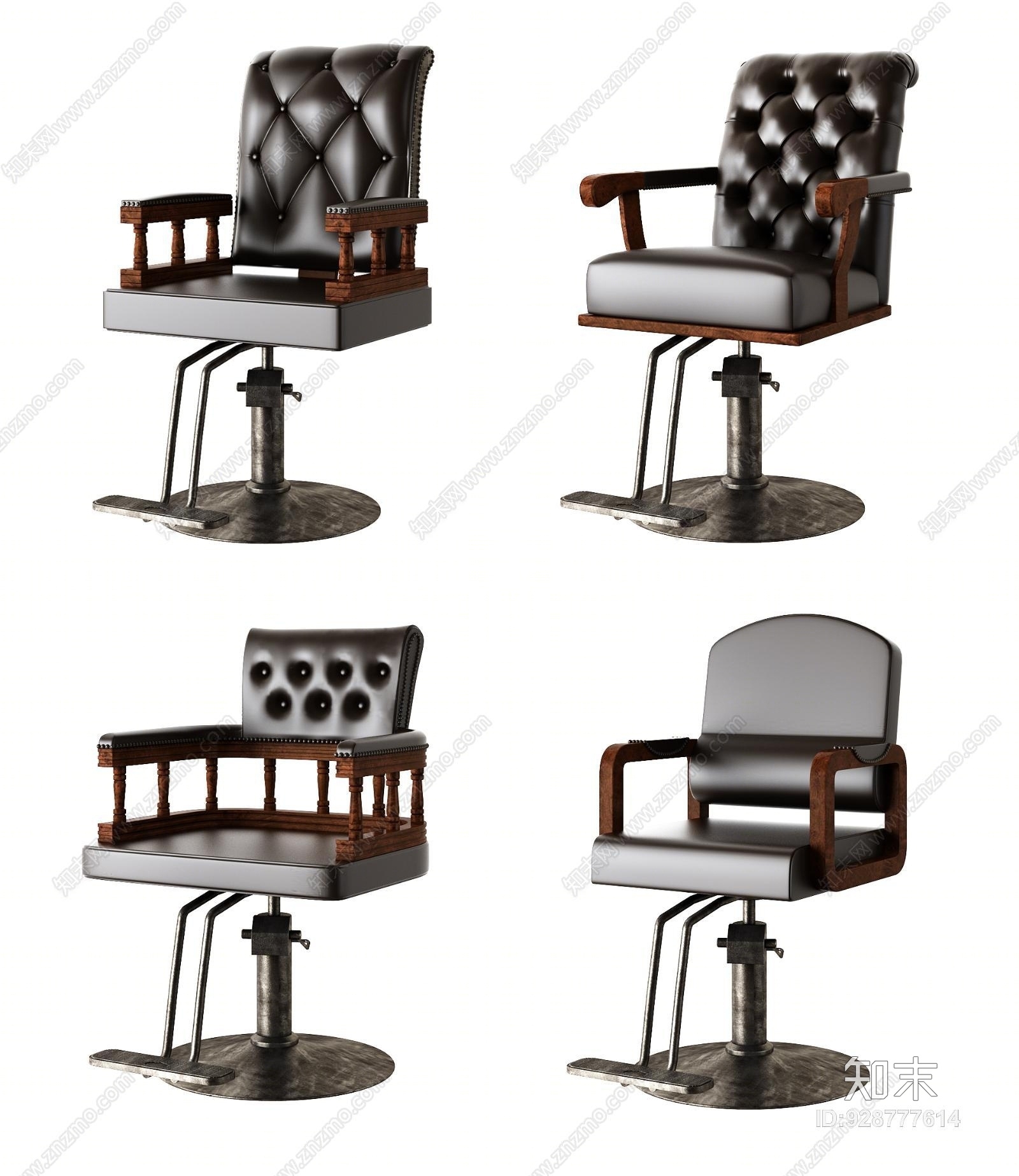工业风理发店椅子3D模型下载【ID:928777614】