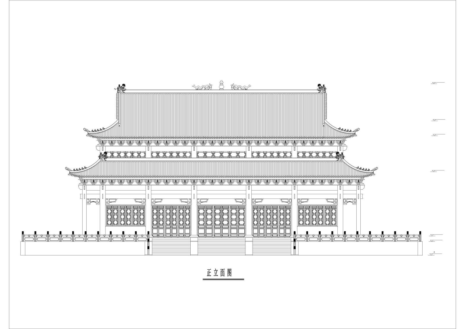 精选中式仿古建筑四合院民居住宅古建CAD施工图施工图下载【ID:331321962】