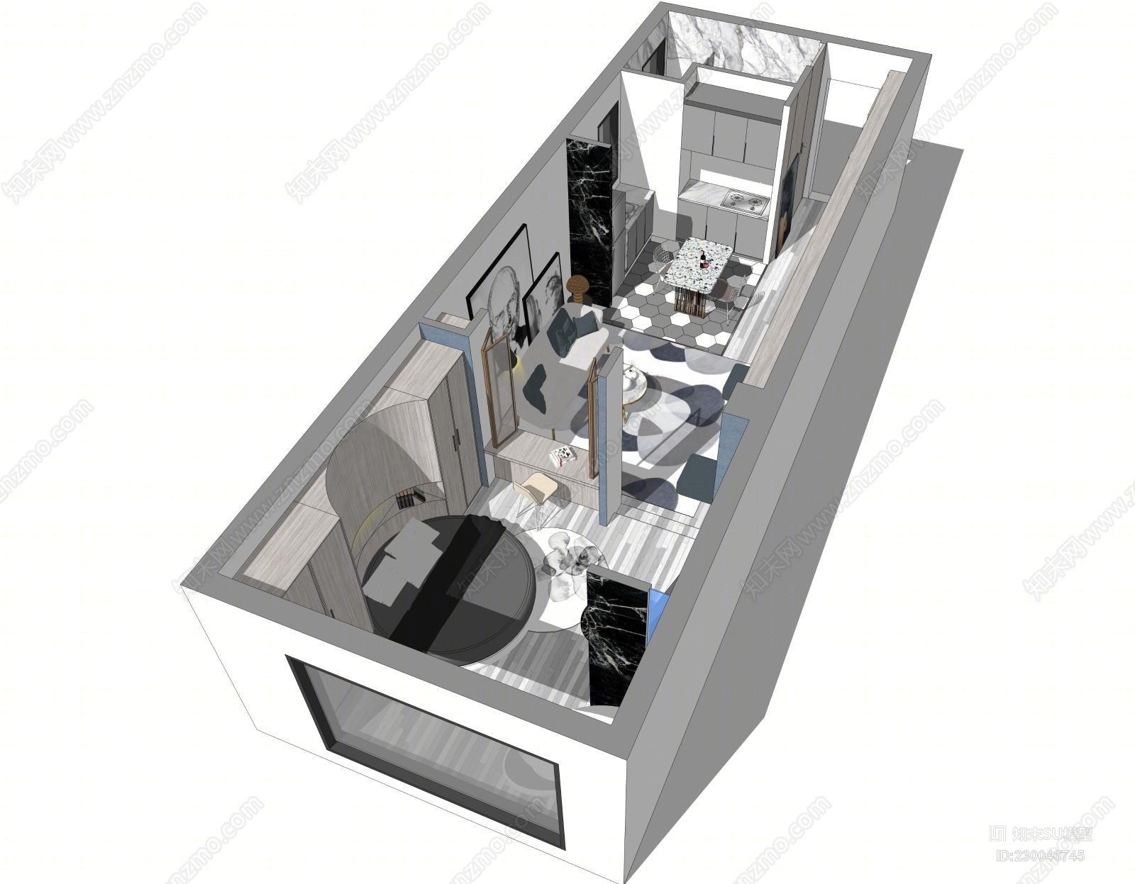 单身公寓SU模型下载【ID:230046745】