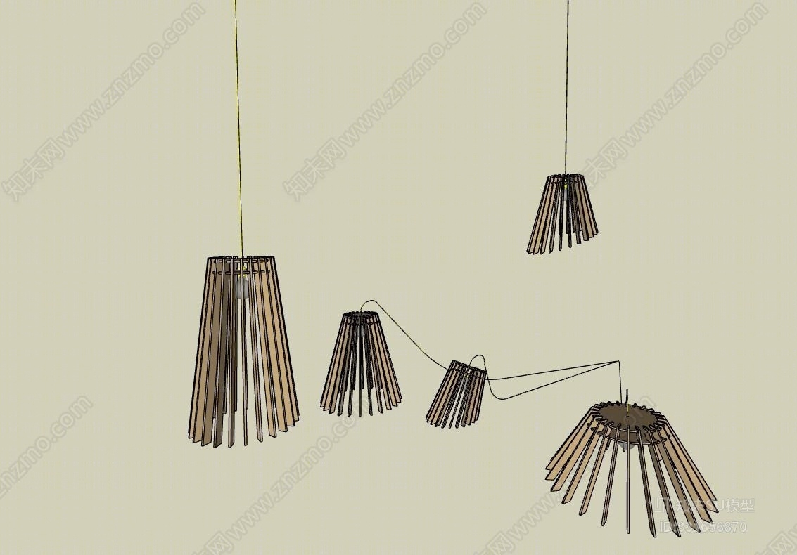 中式现代北欧客餐厅卧室吊灯绳索SU模型下载【ID:331656870】