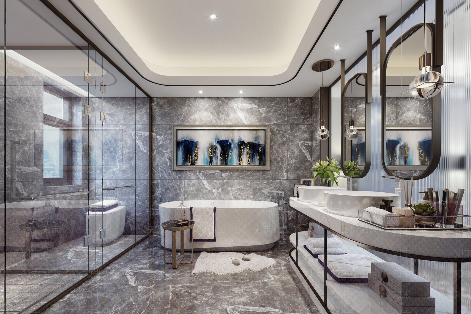 现代卫生间[模型3D模型下载【ID:834462652】