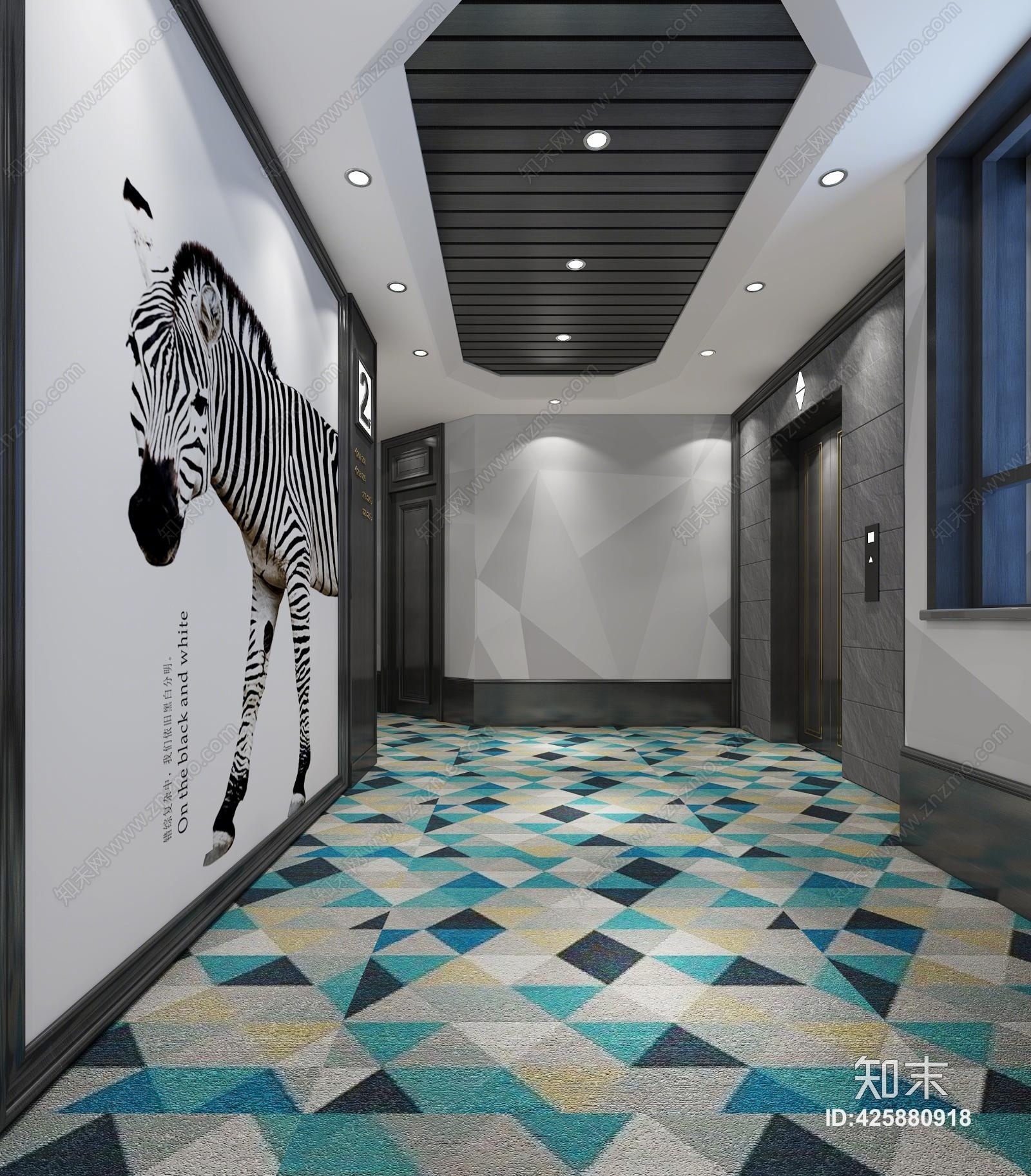 北欧酒店过道3D模型下载【ID:425880918】