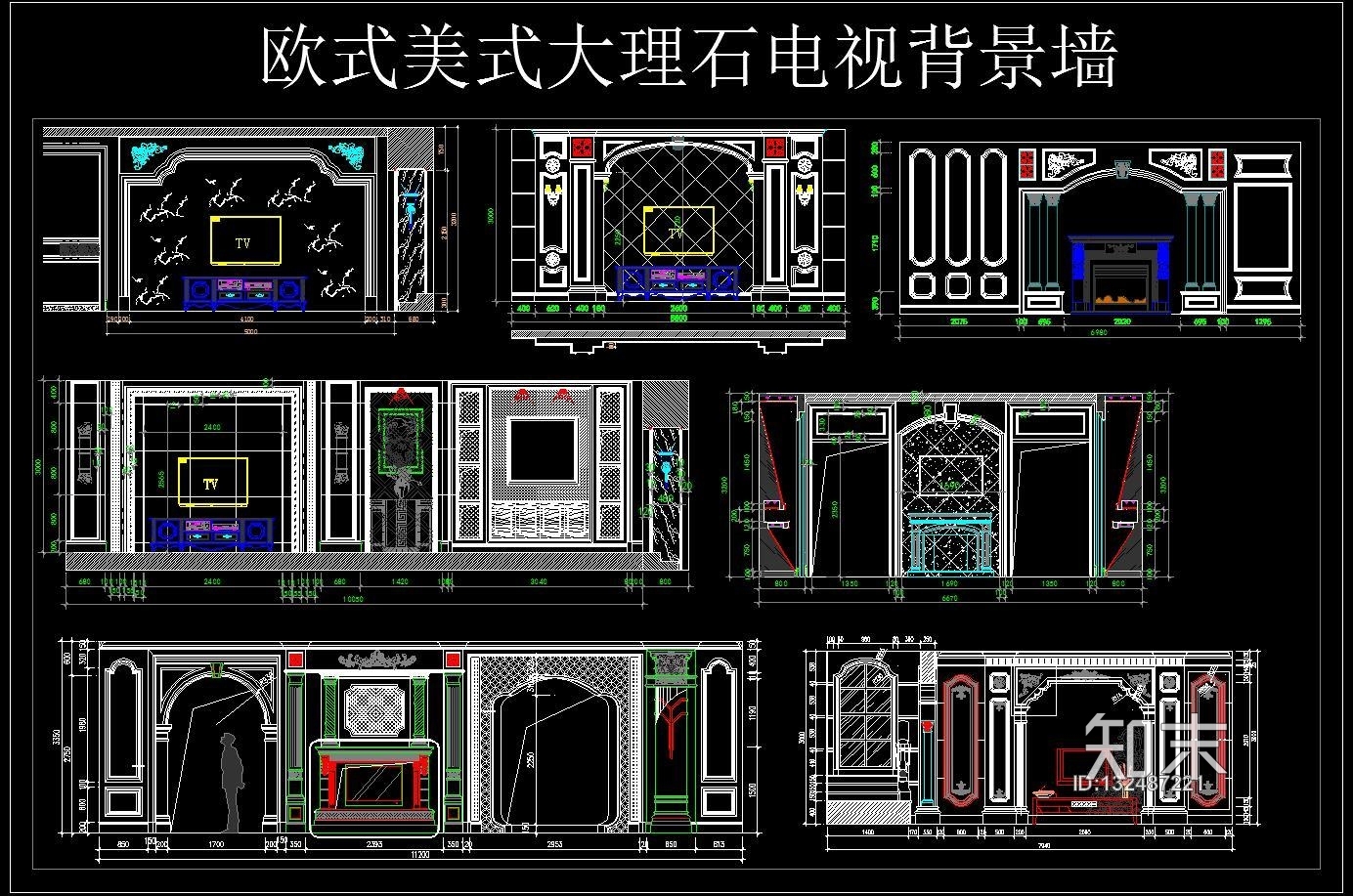 欧式美式大理石施工图下载【ID:132487221】