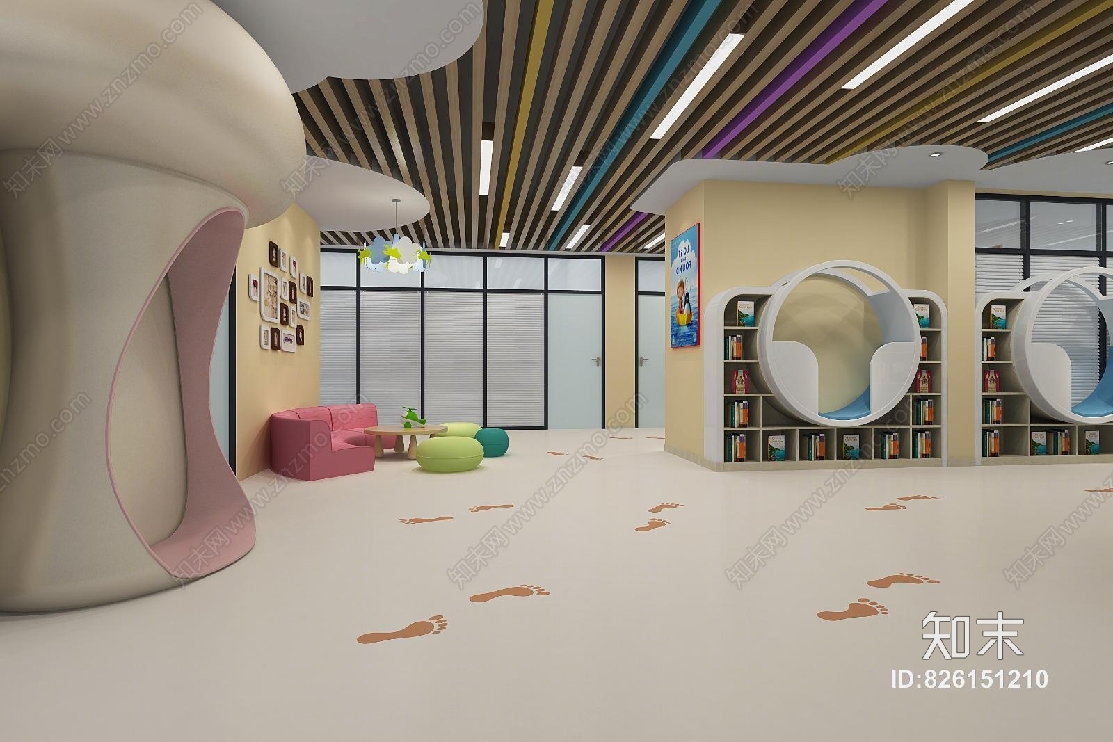 现代幼儿图书馆3D模型下载【ID:826151210】