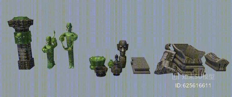 巴蜀地宫石人巴蜀地宫棺材巴蜀地宫铜人石像铜人SU模型下载【ID:625616611】