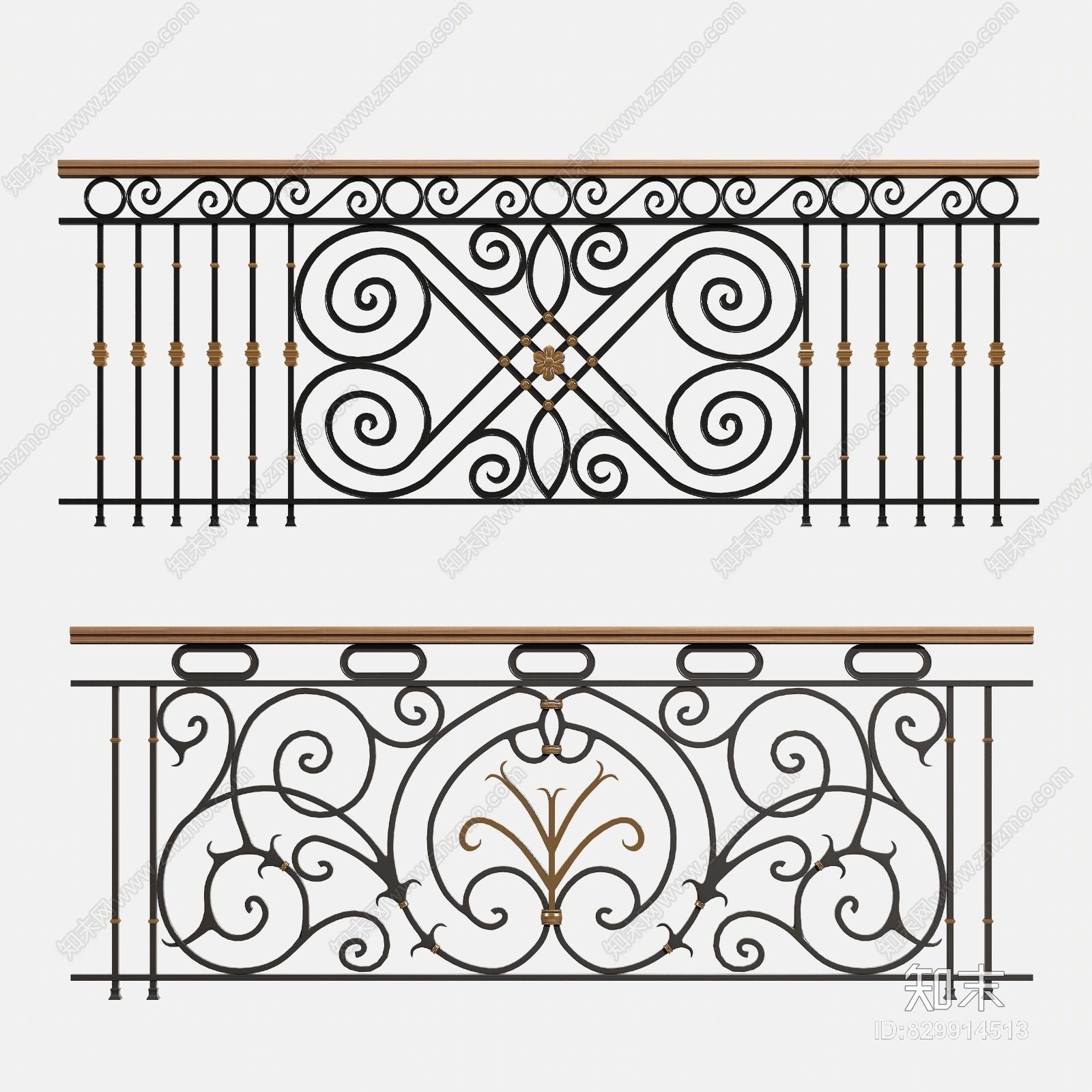 现代铁艺阳台栏杆3D模型下载【ID:829914513】
