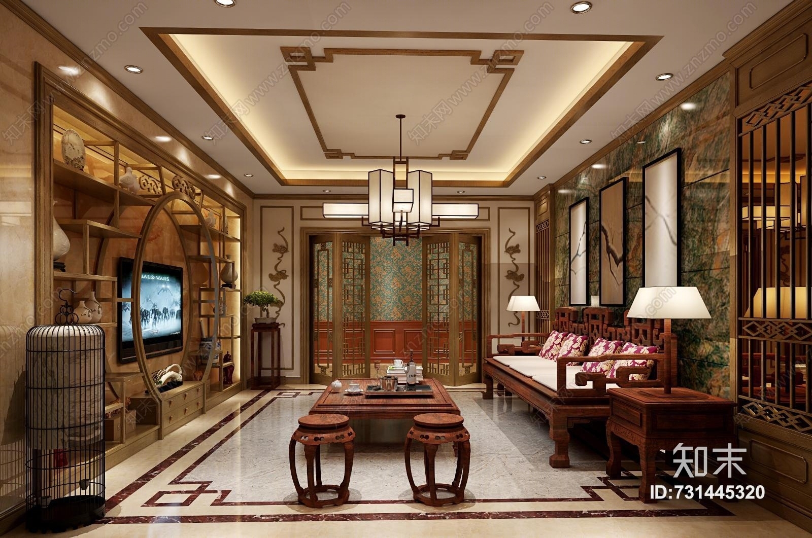 中式整木展厅3D模型下载【ID:731445320】