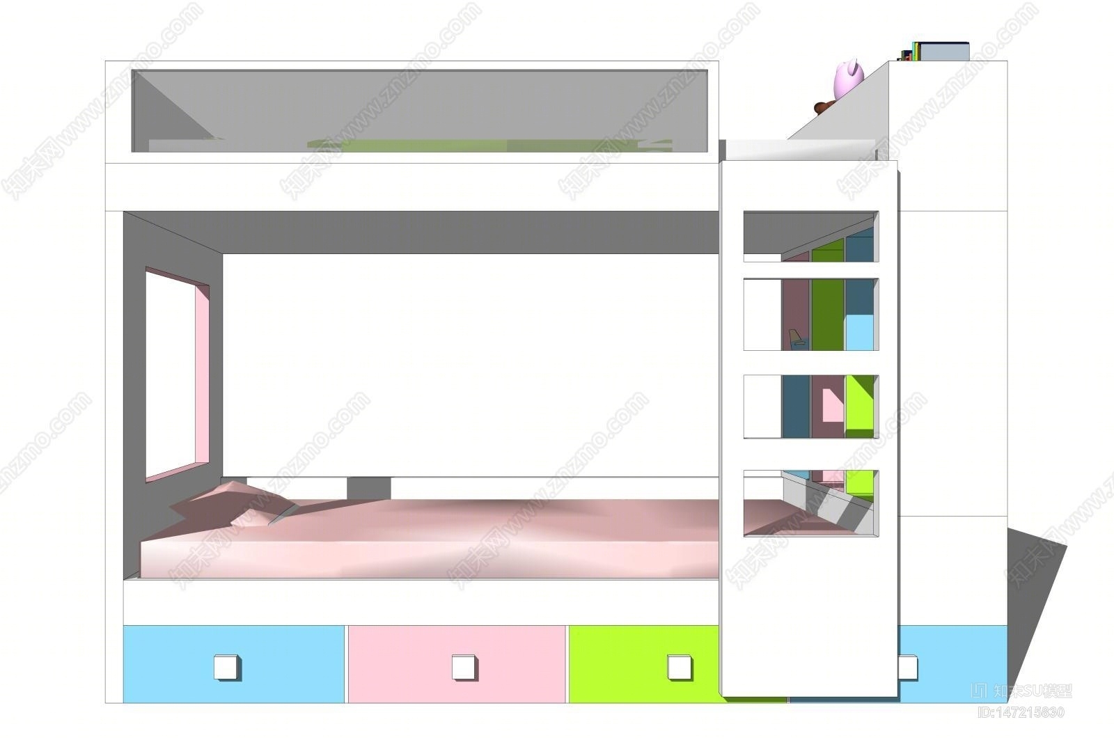 现代儿童上下床SU模型下载【ID:147215830】