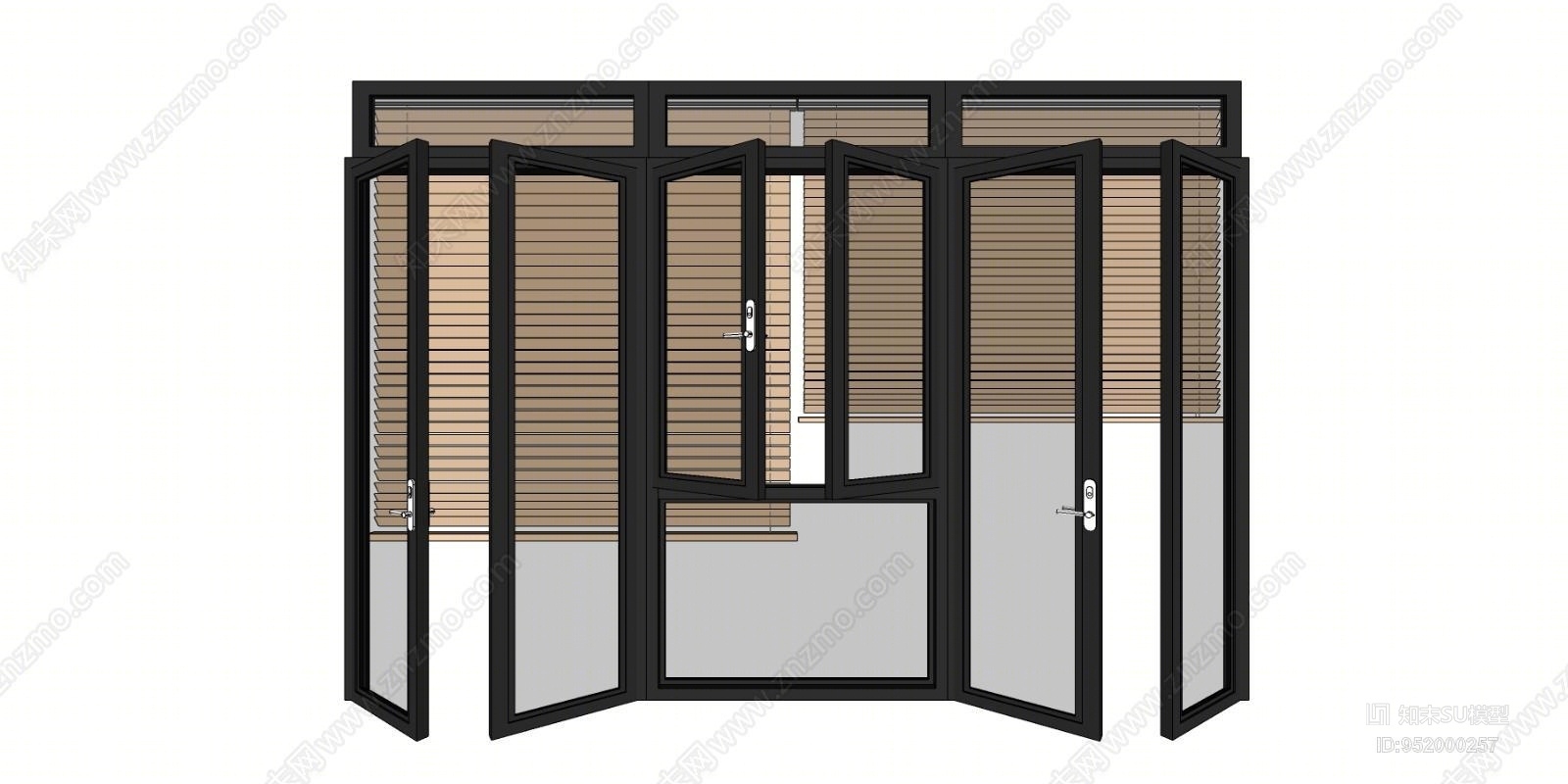 现代风格平开窗SU模型下载【ID:952000257】