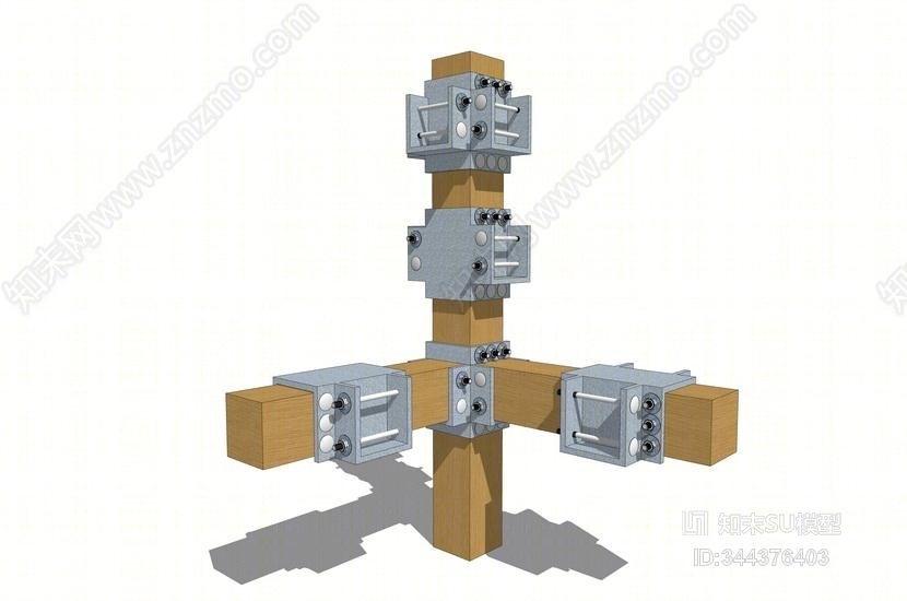 虚钢木框架钢支架SU模型下载【ID:344376403】