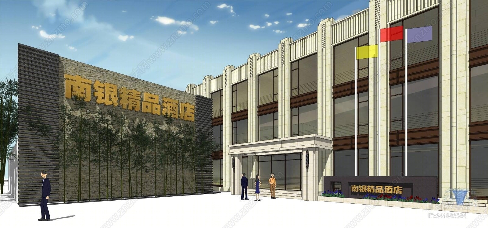 古典风格南银精品酒店SU模型下载【ID:341883584】