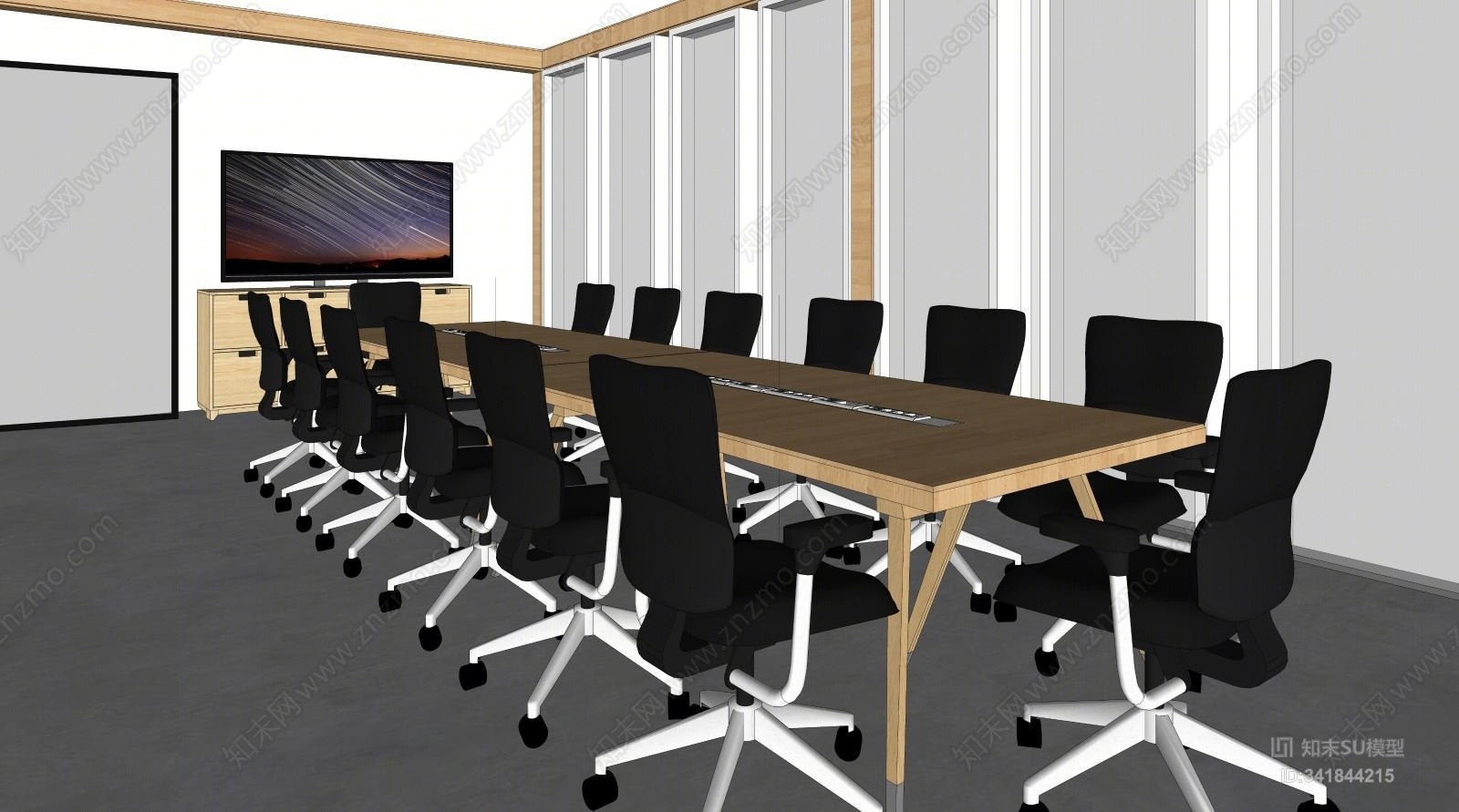 简约风办公桌SU模型下载【ID:341844215】