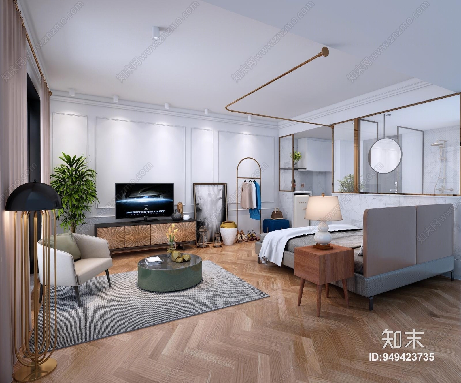 现代简约公寓3D模型下载【ID:949423735】