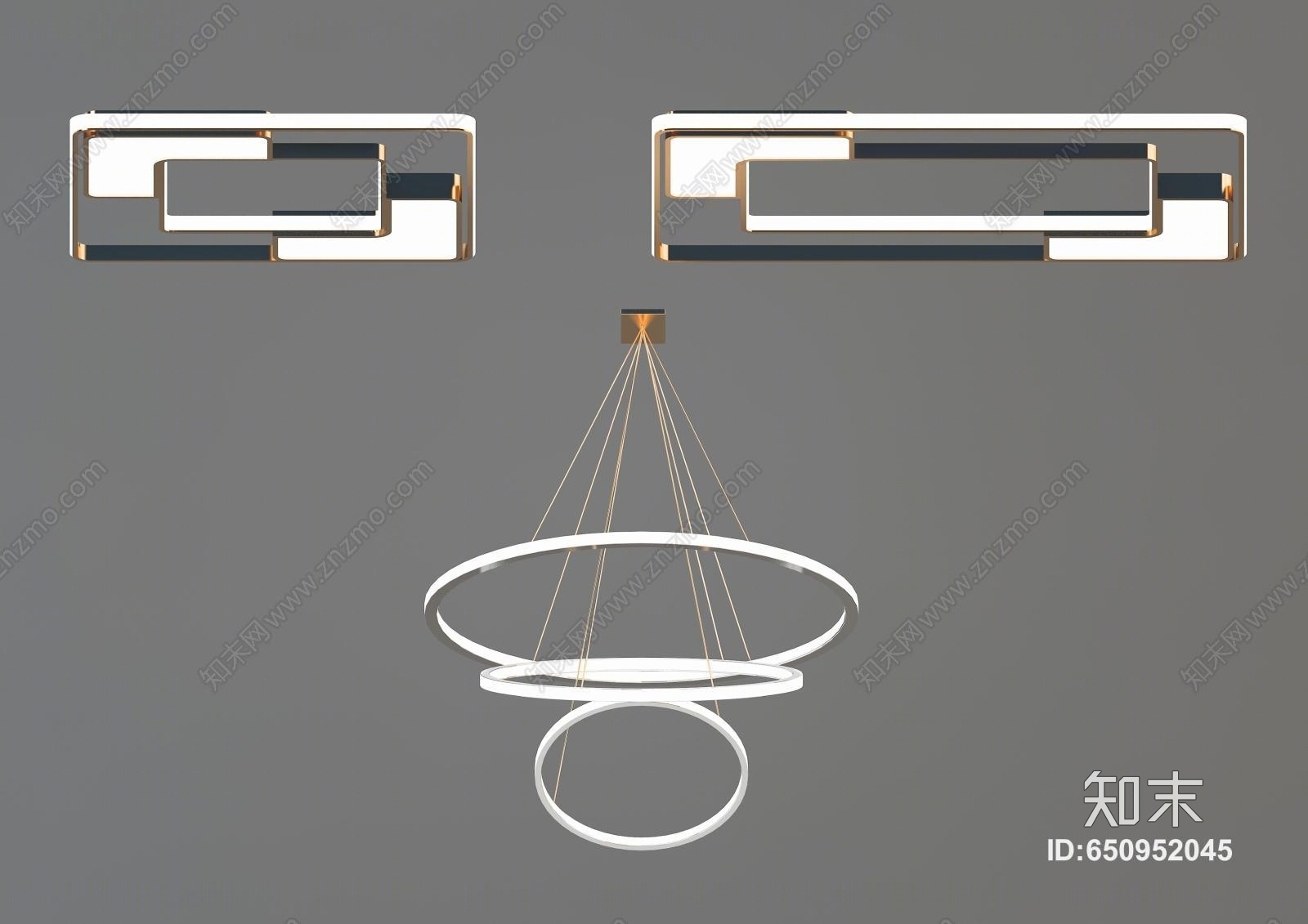 现代灯具组合3D模型下载【ID:650952045】