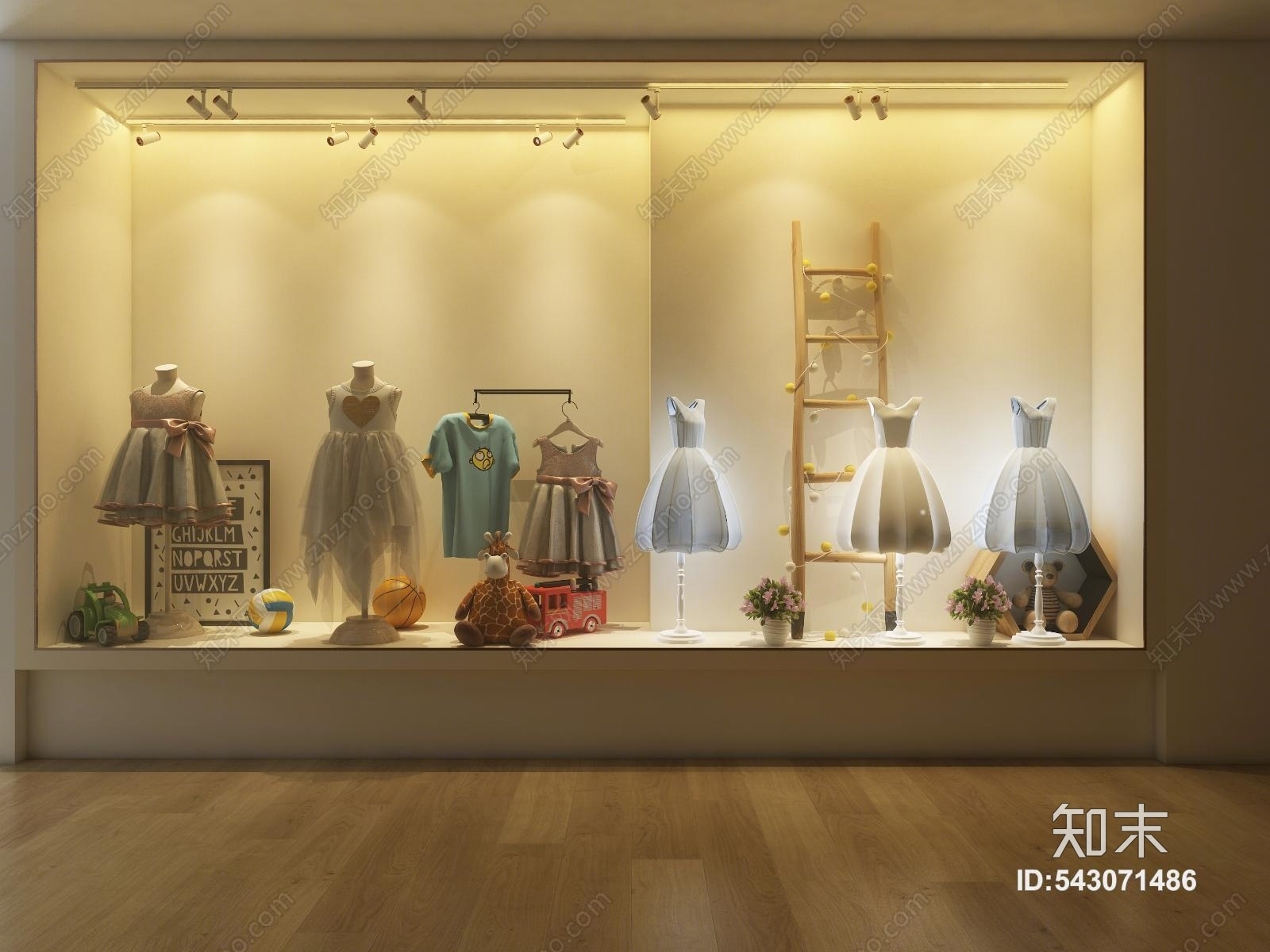 现代童装橱窗3D模型下载【ID:543071486】