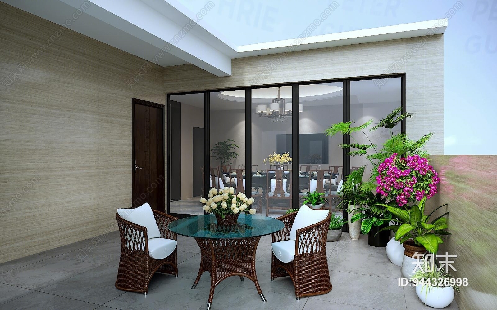 中式花园休闲藤编椅子3D模型下载【ID:944326998】