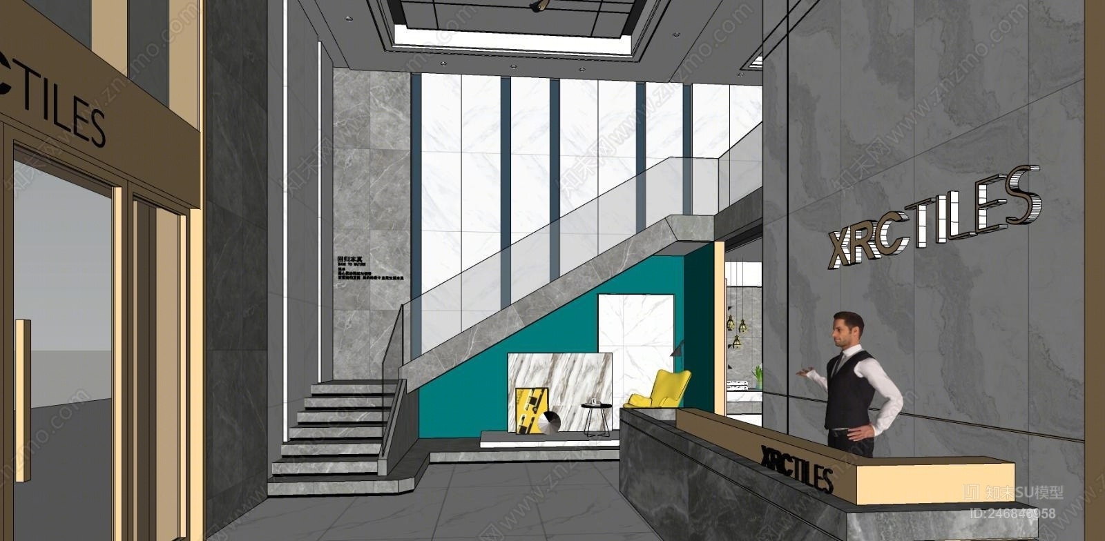 现代陶瓷展厅空间SU模型下载【ID:246846958】
