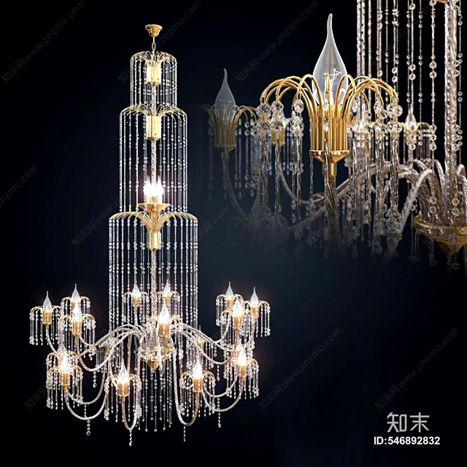 欧式古典吊灯模型3D模型下载【ID:546892832】