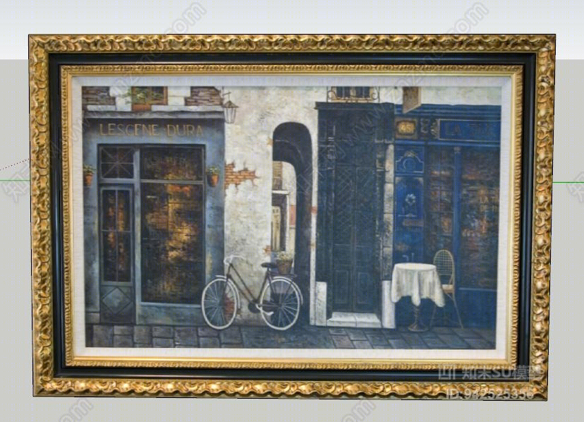 中式壁画SU模型下载【ID:942525356】