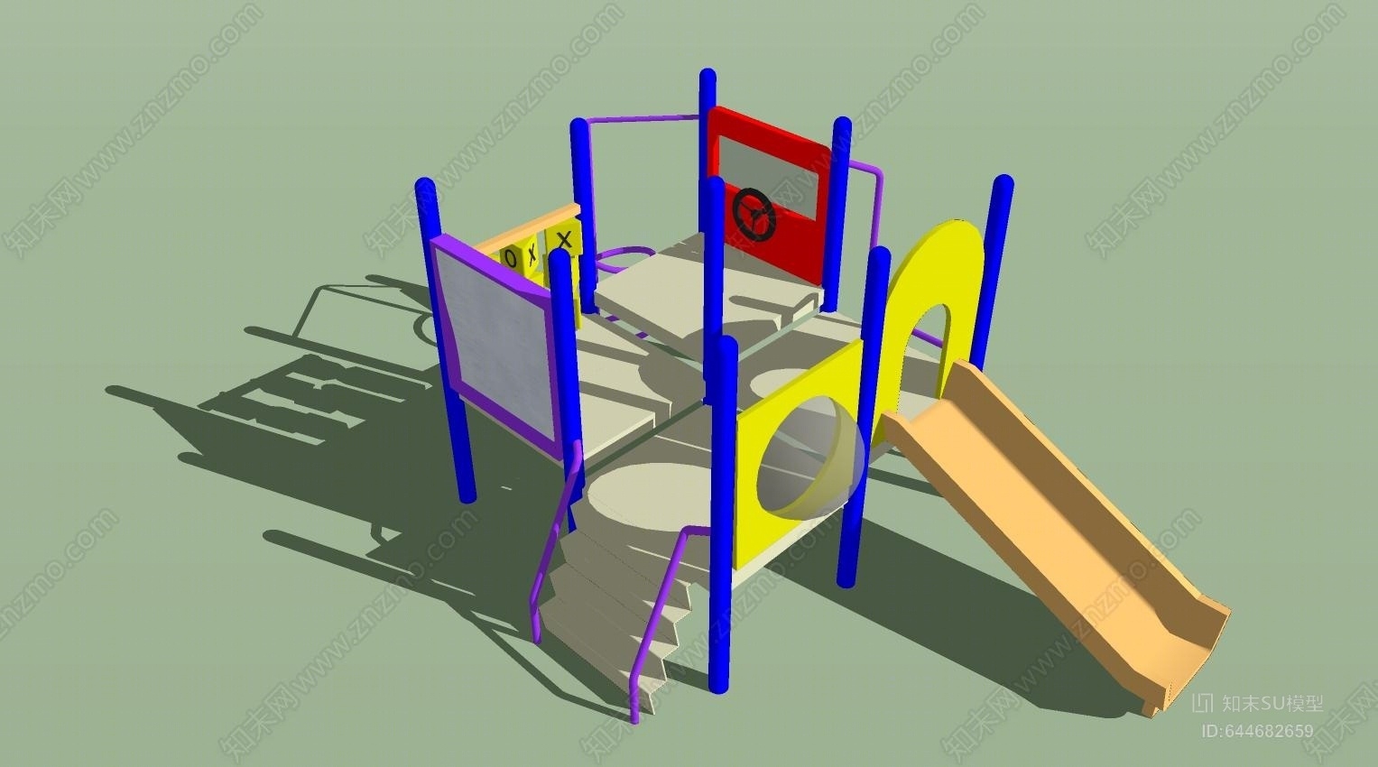 现代儿童游乐设施SU模型下载【ID:644682659】