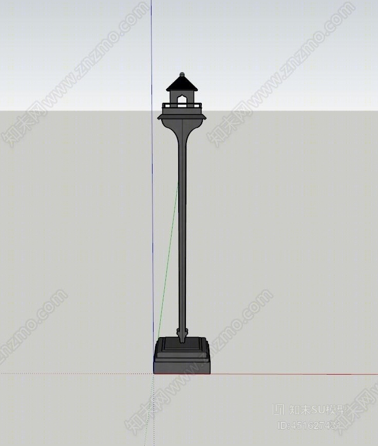 中式雕塑摆件SU模型草图