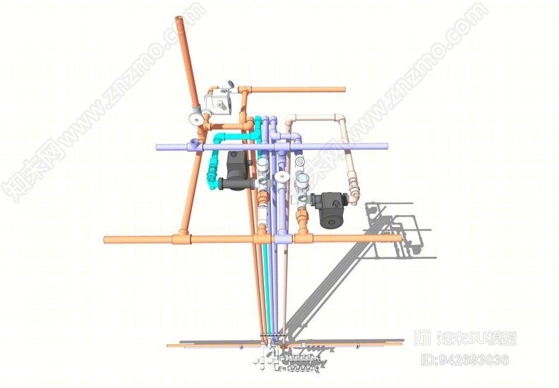 供水管道SU模型下载【ID:942693036】