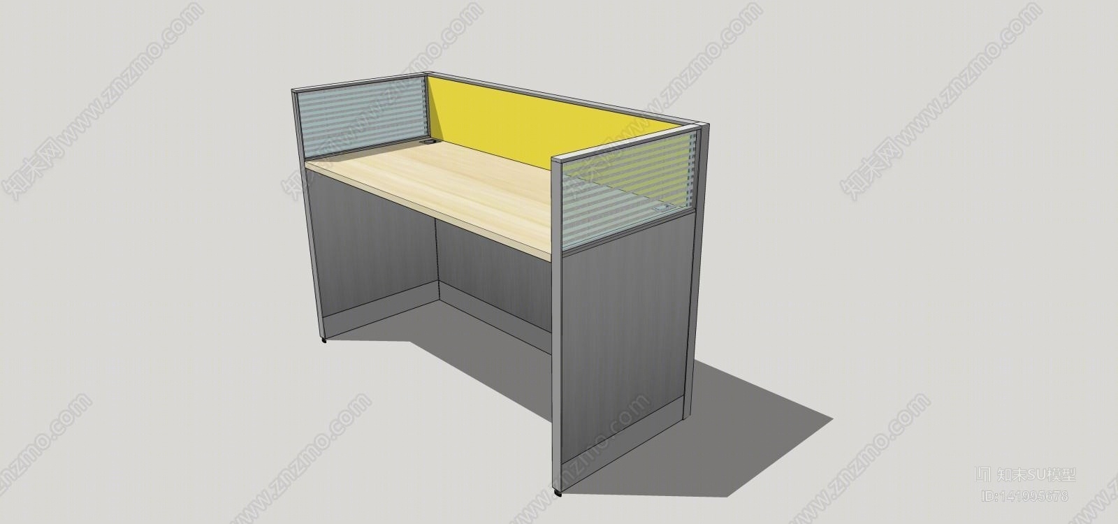 直板屏风工位SU模型下载【ID:141995678】