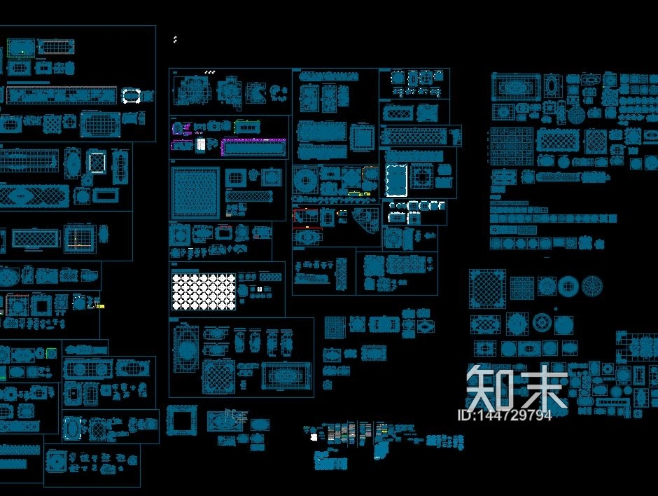 中式地面拼花cad施工图下载【ID:144729794】