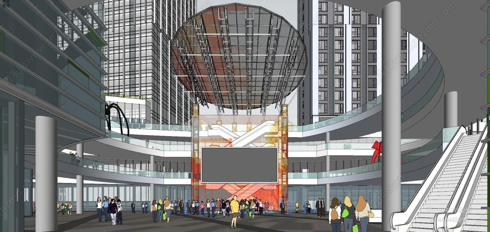现代商场建筑SU模型草图