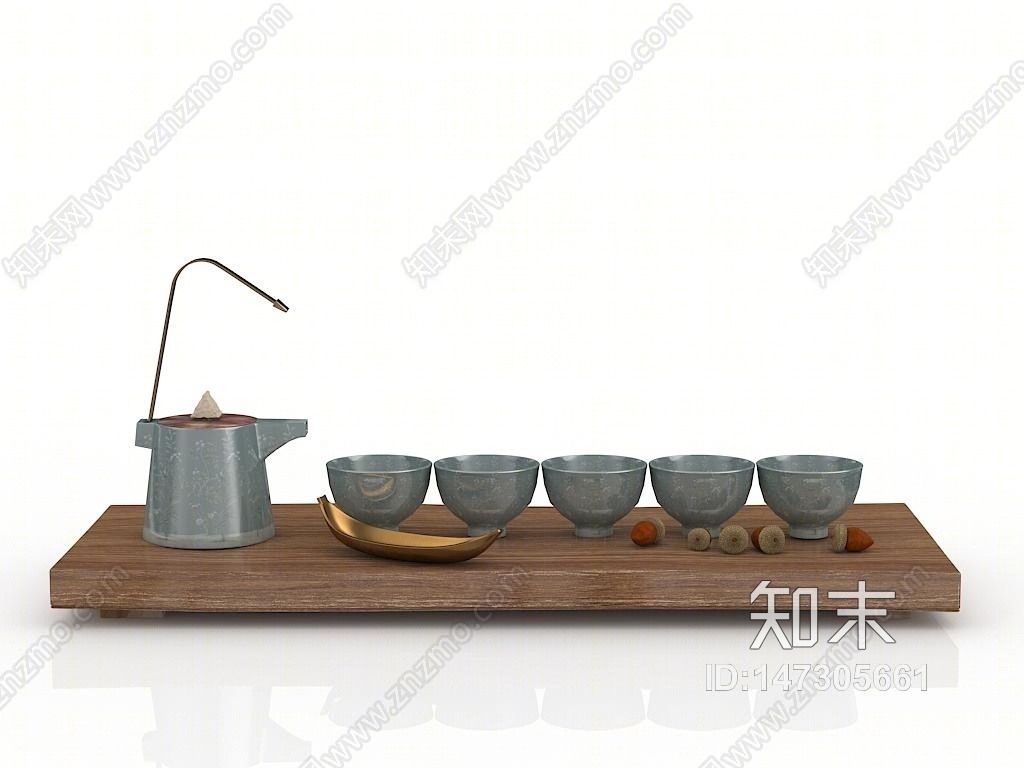 新中式茶盘3D模型下载【ID:147305661】