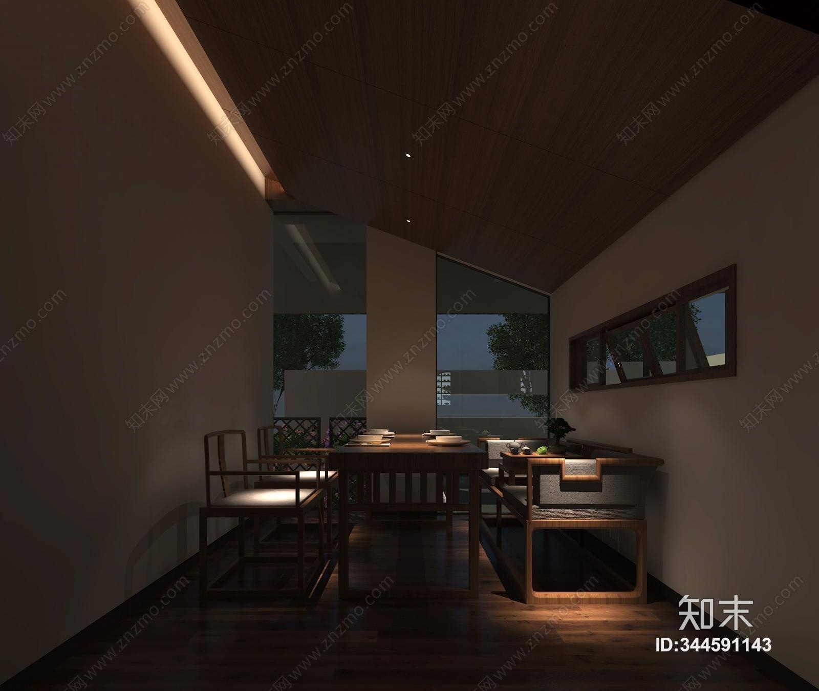 新中式茶餐厅包厢3D模型下载【ID:344591143】